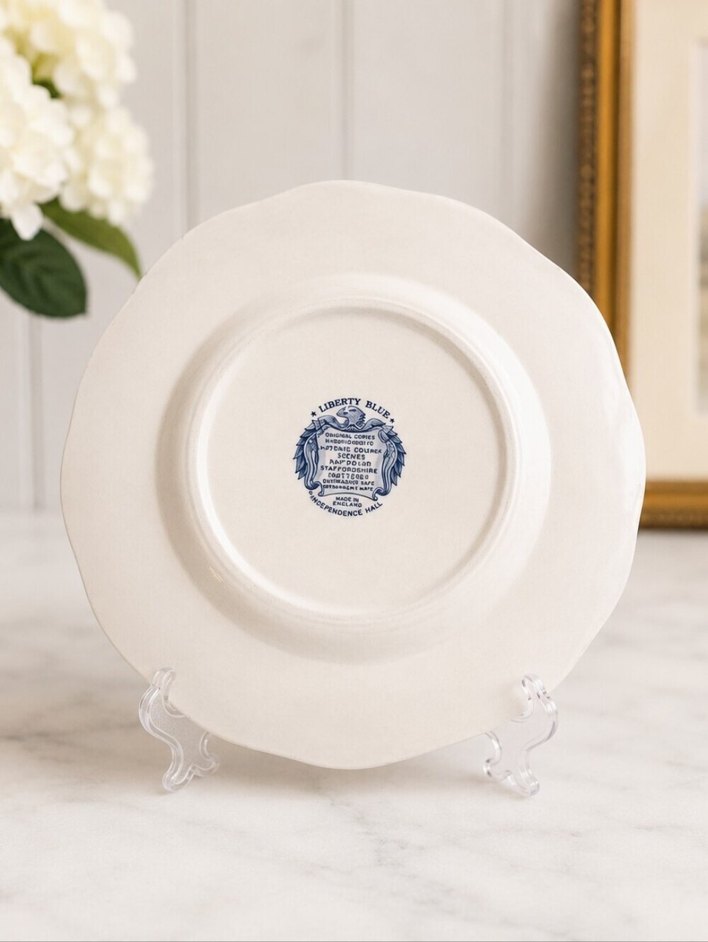 Vintage Liberty Blue Independence Hall Dinner Plate 10" Blue Transferware - Picture 2 of 4